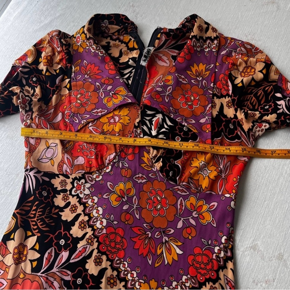 VTG 70’s Amazing Floral Paisley Mix Print Maxi Dress- Wing Collar -Sz 12 EUC ✌️🌼 - Picture 10 of 16